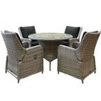 Bilbao Riccione dining tuinset 110 cm rond 5-delig wit, Tuin en Terras, Tuinsets en Loungesets, Ophalen of Verzenden, Nieuw, Wicker
