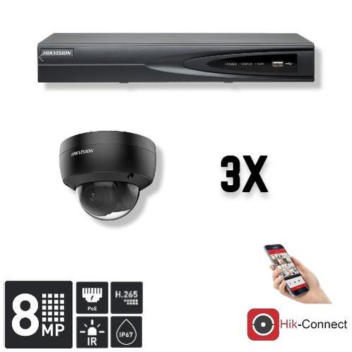 Hikvision Set 3x Dome 8MP + Recorder & Bekabeling, Audio, Tv en Foto, Videobewaking, Ophalen of Verzenden