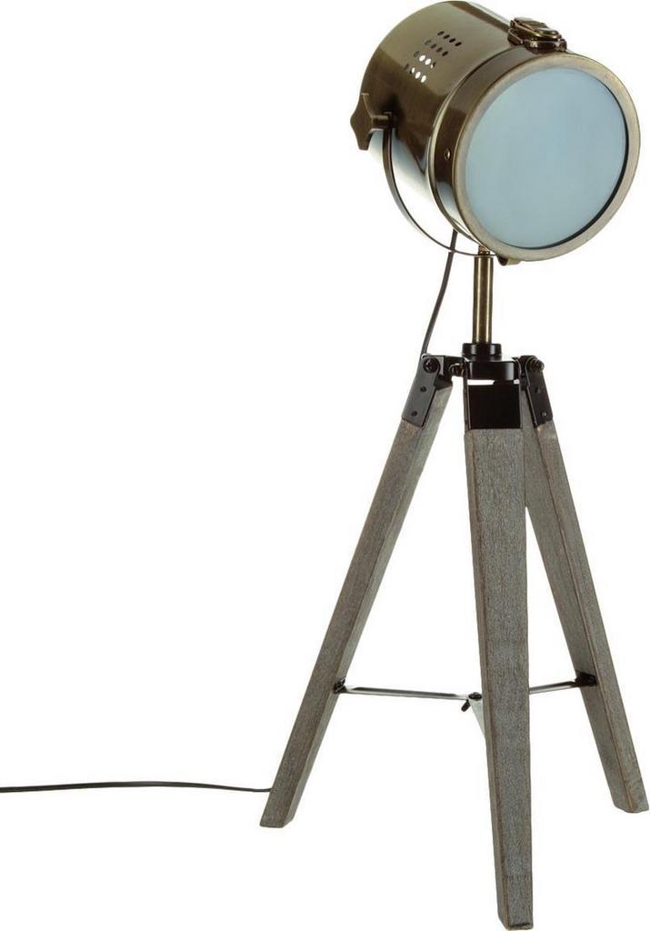 STAANDE LAMP METAAL - 68 CM - BRONZE - OP 3 POTEN IN HOUT, Antiek en Kunst, Antiek | Lampen, Verzenden