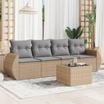 vidaXL 5-delige Loungeset met kussens poly rattan beige, Tuin en Terras, Tuinsets en Loungesets, Verzenden, Nieuw, Rotan, Loungeset