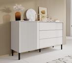 Meubella | Dressoir wit 145cm | Kast met 3 lades, Huis en Inrichting, Kasten | Dressoirs, 100 tot 150 cm, Verzenden, Nieuw, Modern