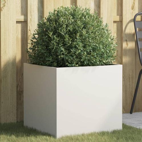 vidaXL Plantenbak 49x47x46 cm staal wit, Tuin en Terras, Bloembakken en Plantenbakken, Nieuw, Metaal, Verzenden