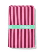 HEMA Strandlaken 110x175cm microvezel strepen, Verzenden, Nieuw, Roze