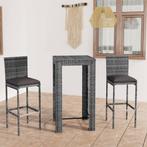 vidaXL 3-delige Tuinbarset met kussens poly rattan grijs, Tuin en Terras, Tuinsets en Loungesets, Verzenden, Nieuw, Rotan, 2 zitplaatsen