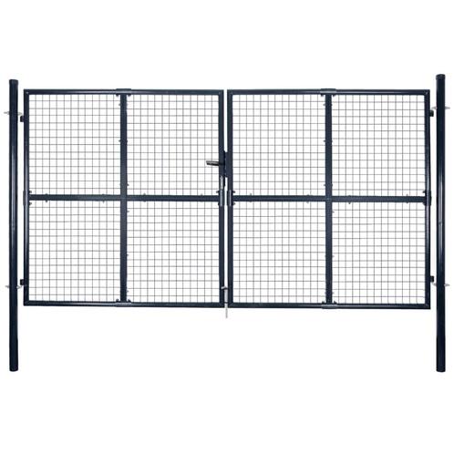 vidaXL Gaaspoort 289x175 cm gegalvaniseerd staal grijs, Tuin en Terras, Tuinpoorten, Nieuw, Verzenden