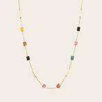 Gouden Ketting met toermalijn edelstenen en gouden staafjes, Ophalen of Verzenden, Nieuw