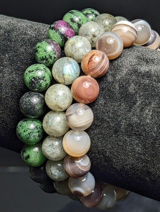 3 prachtige Botswana Banded Agate, Ruby in Zoisite en, Verzamelen, Mineralen en Fossielen