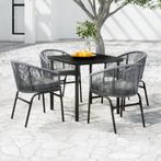 vidaXL 5-delige Tuinset grijs, Tuin en Terras, 4 zitplaatsen, Kunststof, Verzenden, Nieuw
