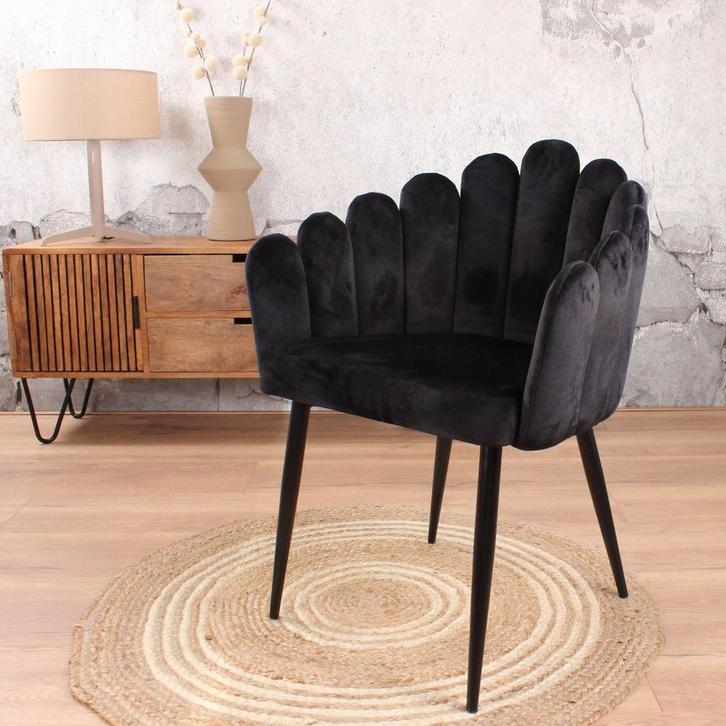 Eetkamerstoel  Velvet Zwart - Armstoel Zwart  - Stoel, Huis en Inrichting, Stoelen, Zwart, Nieuw, Ophalen of Verzenden