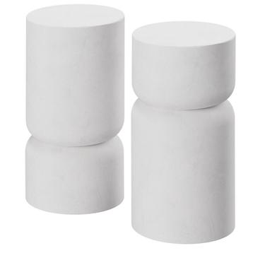 Set van 2 bijzettafels Amine, chubby-design - wit beschikbaar voor biedingen