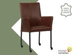 Leren eetkamerstoel Comfort met wieltjes en armleuning -, Huis en Inrichting, Stoelen, Overige kleuren, Nieuw, Leer, Ophalen of Verzenden