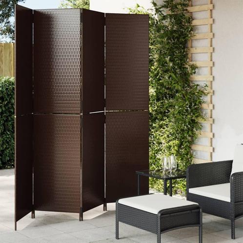 vidaXL Kamerscherm 4 panelen poly rattan bruin, Huis en Inrichting, Woonaccessoires | Kamerschermen, Nieuw, Verzenden