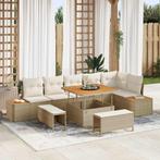 vidaXL Tuin Sofa Set met kussen 9 pcs Beige Poly riet, Tuin en Terras, Verzenden, Nieuw, Rotan