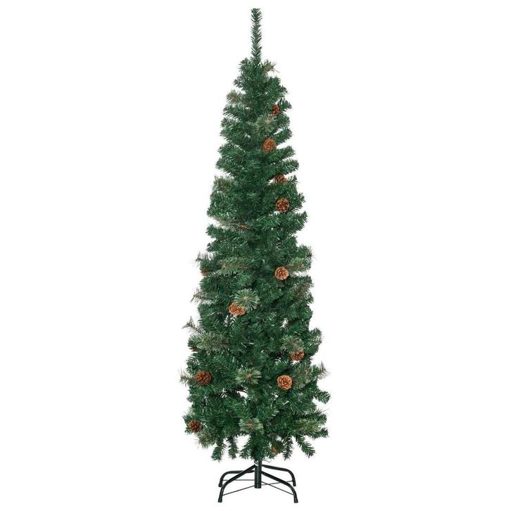 Kunstmatige Kerstboom, Slank, Dennenappels, Vlamvertragend,, Diversen, Kerst, Nieuw, Verzenden