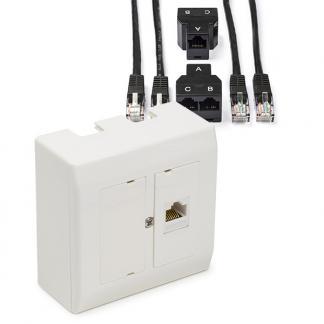 RJ45 wandcontactdoos met internetverdubbelaar | UTP |, Computers en Software, Pc- en Netwerkkabels, Nieuw, Verzenden