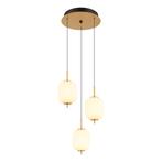 Hanglamp EWALD 13.5 cm 3-lichts Messing, Opaal, Huis en Inrichting, Lampen | Hanglampen, Ophalen of Verzenden, Nieuw, Metaal, 75 cm of meer