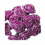12x stuks donker roze roosjes van satijn 12 cm - Kunst rozen, Ophalen of Verzenden