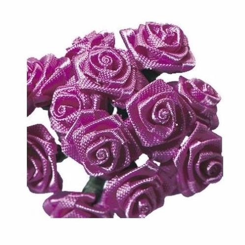 12x stuks donker roze roosjes van satijn 12 cm - Kunst rozen, Huis en Inrichting, Kamerplanten, Ophalen of Verzenden