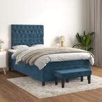 vidaXL Boxspring met matras fluweel donkerblauw 120x200 cm, Nieuw, Twijfelaar, 120 cm, 200 cm