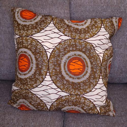 Afrikaans kussen | Oranje circle - Sierkussen 50x50 - 100% K, Huis en Inrichting, Woonaccessoires | Kussens, Nieuw, Ophalen of Verzenden