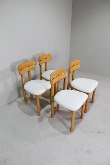 4x vintage eetkamerstoelen - teddy en hout, jaren 70 beschikbaar voor biedingen