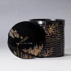 Theekist van lakwerk met bamboeweving en libellen Makie door