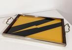 Dienblad - Hout - Verchroomd staal - Decoratief glaspaneel -