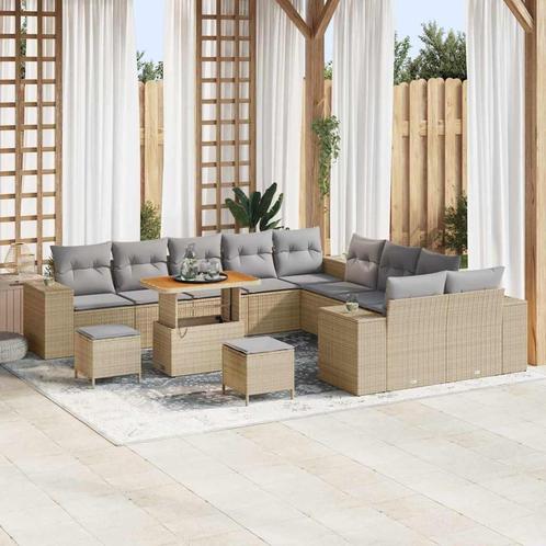 vidaXL Tuin Sofa Set in hoogte verstelbaar 13 pcs Beige poly, Tuin en Terras, Tuinsets en Loungesets, Nieuw, Verzenden