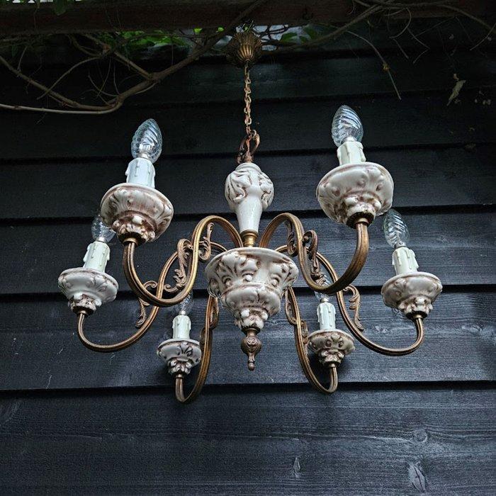 Kroonluchter - Messing - Barokstijl porselein, Antiek en Kunst, Curiosa en Brocante