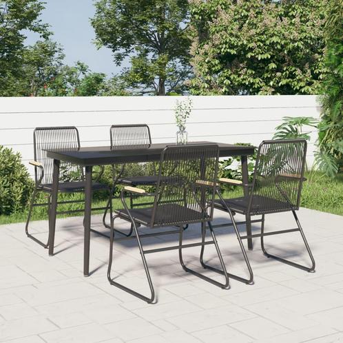vidaXL 5-delige Tuinset PVC-rattan zwart, Tuin en Terras, Tuinsets en Loungesets, Tuinset, Nieuw, 4 zitplaatsen, Rvs, Verzenden