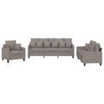 3-delige Loungeset met kussens stof taupe, Verzenden, 150 tot 200 cm, Lounge set, klassiek, Nieuw