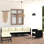 vidaXL 7-delige Loungeset met kussens poly rattan zwart, Verzenden, Nieuw, Rotan, Loungeset