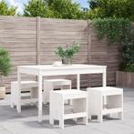 vidaXL 5-delige Tuinset massief grenenhout wit, Tuin en Terras, Tuinsets en Loungesets, Verzenden, Nieuw, 5 zitplaatsen, Tuinset