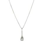 Zilveren vintage collier met witgouden hanger met diamant 14, Ophalen of Verzenden, Nieuw