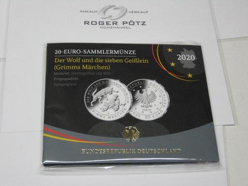 Duitsland 20 Euro zilver 2020 Grimm´s Maerchen der Wolf e.., Postzegels en Munten, Munten | Europa | Euromunten, Verzenden