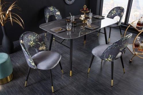 Design stoel PRET-A-PORTER grijs fluweel bloemmotief en, Huis en Inrichting, Stoelen, Ophalen of Verzenden