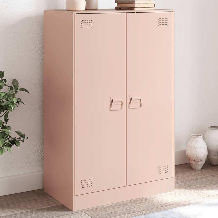 vidaXL Dressoir 67x39x107 cm staal roze, Huis en Inrichting, Kasten | Dressoirs, 25 tot 50 cm, Nieuw, 50 tot 100 cm, Metaal, Verzenden