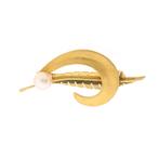 Gouden veer broche met parel | Vintage (gouden broche), Sieraden, Tassen en Uiterlijk, Broches, Gebruikt, Overige kleuren, Ophalen of Verzenden