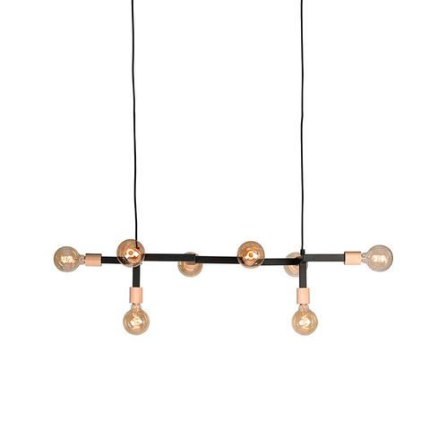 LABEL51 - Hanglamp Loco - Zwart Metaal - Naturel Rubberwood, Huis en Inrichting, Lampen | Hanglampen, Nieuw, Metaal, Minder dan 50 cm