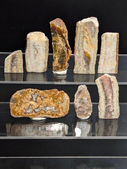 0,851 kg - Exclusieve partij gepolijste agaten en calcieten, Verzamelen, Mineralen en Fossielen