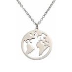 Fako Bijoux® - Ketting - Wereldkaart - Wereldbol - Ø 18mm -, Nieuw, Verzenden