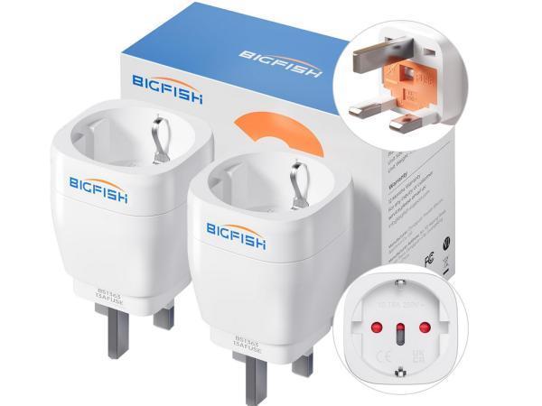 Veiling - 5X Bigfish UK Adapter Engeland Duitsland Doos 2 ST, Doe-het-zelf en Verbouw, Elektra en Kabels