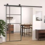 vidaXL Schuifdeur 90x205 cm ESG-glas en aluminium zwart, Doe-het-zelf en Verbouw, Deuren en Horren, Verzenden, Nieuw