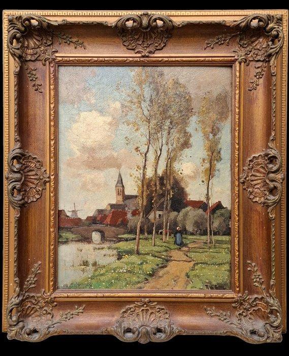 Théophile Emile Achille de Bock (1870 -1900) - Dorpsgezicht, Antiek en Kunst, Kunst | Schilderijen | Klassiek