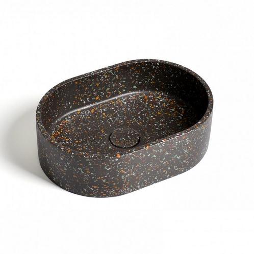 Waskom Ideavit Idea.Rock 40x28x12 cm Ovaal Terrazzo Grijs, Doe-het-zelf en Verbouw, Sanitair, Ophalen of Verzenden