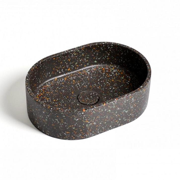 Waskom Ideavit Idea.Rock 40x28x12 cm Ovaal Terrazzo Grijs, Doe-het-zelf en Verbouw, Sanitair, Ophalen of Verzenden