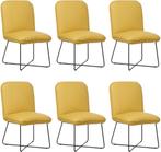 Set van 6 Gele leren industriële design eetkamerstoelen - To, Nieuw, Vijf, Zes of meer stoelen, Modern, Leer