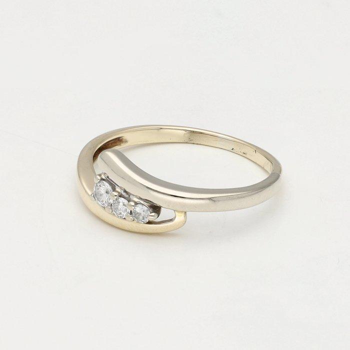 Ring - 14 karaat Geel goud, Witgoud - 0.10ct. tw. Diamant, Sieraden, Tassen en Uiterlijk, Ringen
