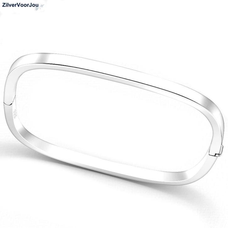 Zilveren vierkante slavenarmband  61x53 x3mm, Sieraden, Tassen en Uiterlijk, Armbanden, Nieuw, Verzenden