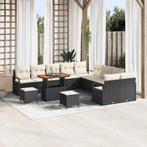 vidaXL Tuin Sofa Set met kussen 13 pcs Zwart Poly riet, Verzenden, Nieuw, Rotan